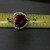  10K YELLOW GOLD HEART PENDANT WITH RED STONE CENTER 6EA .01CT DIAMONDS AROUND