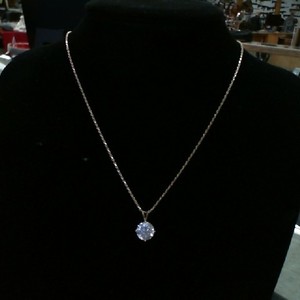  Gold 14kt 3.70gms Necklace SOLITAIRE CZ NECKLACE with 20" Fine 14K Rope Chain