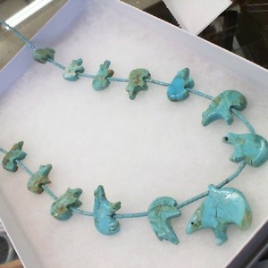 Zuni Bear Fetish Necklace with Sterling Clasp