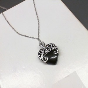 Gold 10kt 2.40gms Necklace 10K Fine White Gold 17" Chain & Heart Pendant