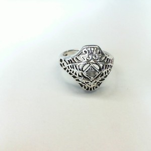 AVON Sterling Silver 0.999% 2.86gms Filigree Ring with Small Diamond, Size 6.5