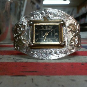 Montana Silversmith's Rectangular Face Quartz Watch w/ Tri-Color Cuff Watchband