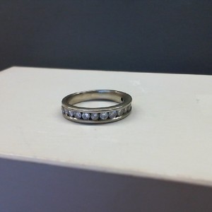  Gold 14kt 4.20gms Ring Channel Set Diamond Band, Size 8