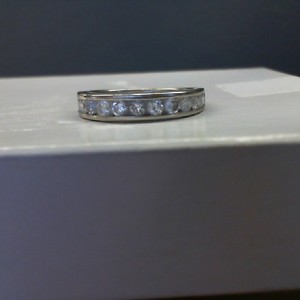  White Gold 10kt 3.30gms Row of Channel Set Diamonds Band, Size 8