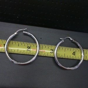  14K WHITE GOLD LARGE HOOP EARRINGS