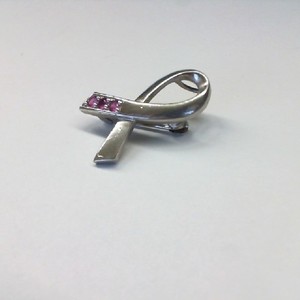  Silver 0.925% 2.70gms Broach BREAST CANCER AWARENESS PIN with Pink Faceted Gems