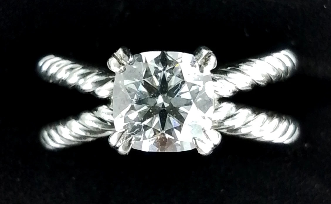  David Yurman 1.2 Carat Modified Square Brilliant Diamond in Platinum Ring