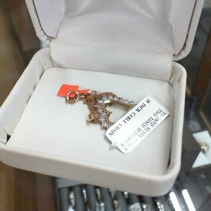 16" Fine Gold 10kt 2.00gms Chain and Heart Diamond Pendant - Necklace 