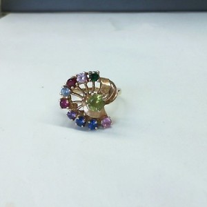  Gold 14kt 5.30gms VINTAGE SIGNED ROMANY 14K YELLOW GOLD MULTI-STONE RING