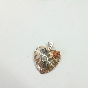  Gold 10kt 1.50gms Tri Color "MOM" Heart Pendant with Rose