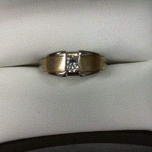  14KT TWO TONE RINGS WITH .30CT RADIANT CUT DIAMOND