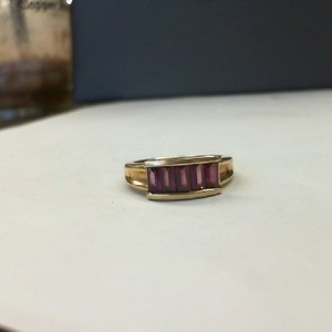  Yellow Gold 14kt Band 6.50gms with Channel Set Rectangular Gemstones 