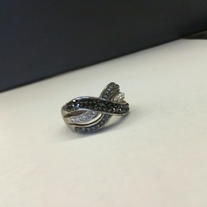 Antiqued Silver 0.925% 7.20gms Wavy Design with Pave Black, Gray and Clear Gems