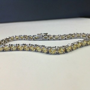  Sterling Silver 0.925% 8.90gms Tennis Bracelet with Multiple Gold Gemstones 7"