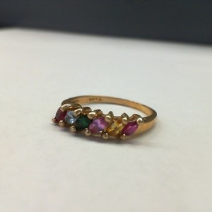  Yellow Gold 10kt Multi-Gemstone 2.10gms Band or Ring, Size 5.5