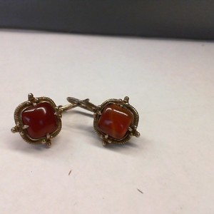  Gold Plated Silver 0.925% 4.30gms Square Cut Carnelian Earrings