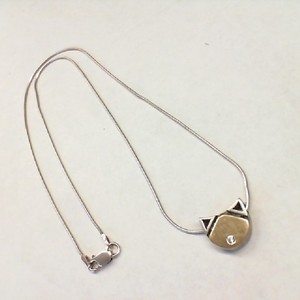  Sterling Silver 0.925% & Gold Plate 4.80gms Jeweled Cat Necklace with 18" Chain