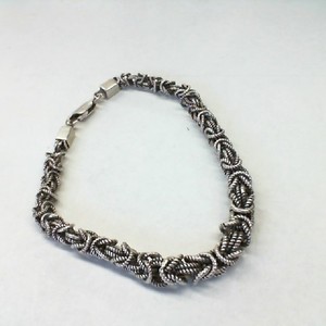  Antiqued Sterling Silver 0.925% Heavy 21.70gms Byzantine Chain Bracelet, 8"