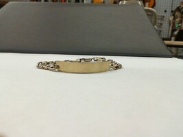 Yellow Gold 14kt 9.10gms Figaro Link Nameplate ID Chain Bracelet, 4mm Wide, 6.5"