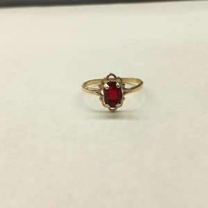 Yellow Gold 10kt 0.70gms Ruby Red Gemstone Baby Ring, Size 2.75