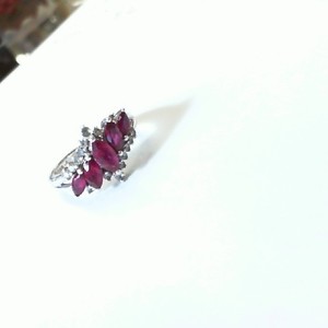  Sterling Silver 0.925% 3.40gms Ring with 5 Marquis Ruby Red Colored Gemstones