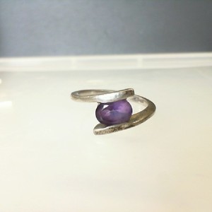  Sterling Silver 0.925% 3.20gms Faceted Amethyst Wrap Ring, Size 6.75
