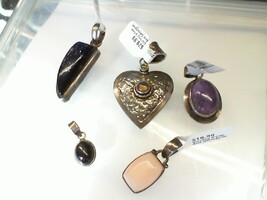 Sterling Silver and Gemstone Pendant - Sunstone, Black Star, Amethyst, Opal...