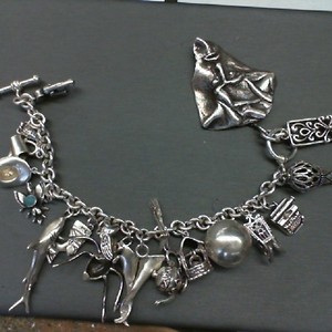  Vintage LGB Heavy Sterling Silver 0.925% 133.60gms Charm Bracelet and Charms 