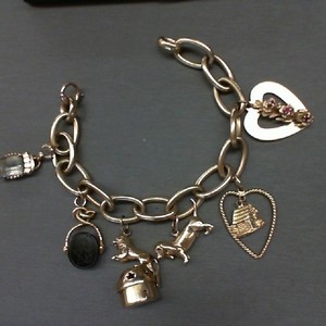 Very Heavy 14K Yellow Gold Charm Bracelet, 66.3 Grams, 7.5" 