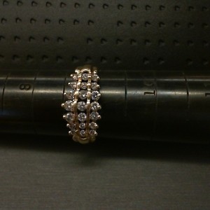  14K 3 ROWS OF DIAMONDS CLUSTER RING