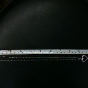  14K WHITE GOLD FIGARO CHAIN WITH HEART AND DIAMOND PENDANT