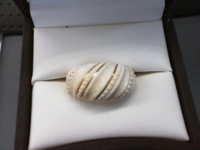 BONE WITH GOLD INLAY VINTAGE RING SIZE 7.5 | Gold Rush Pawn Company