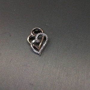  Sterling Silver & Gold Plate 0.925% 1.40gms Double Heart Jeweled Pendant