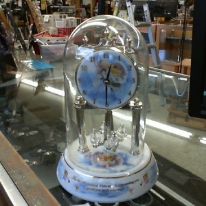  Stratford VTG Glass Dome Revolving Pendulum Clock Psalms 91:11 Guardian Angel 