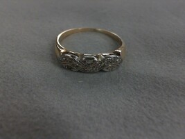  Yellow 14k Gold Band w/ Diamond Chips