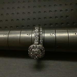 14K SOLID WHITE GOLD DIAMOND CLUSTER WEDDING SET SIZE 4