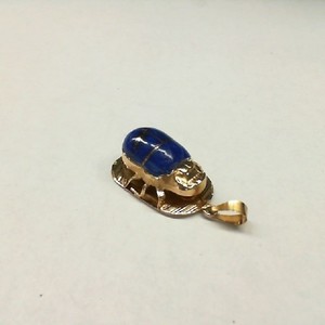  Yellow Gold 18kt 3.80gms Egyptian Cartouche Lapis Lazuli Scarab Pendant