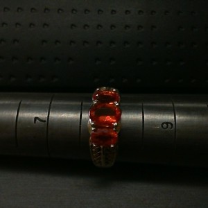  3 OVAL CUT ORANGE FIRE OPALS IN14K RING