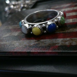  Sterling Silver 0.925% 7.00gms Band with Multiple Gemstones -  Size 8.25