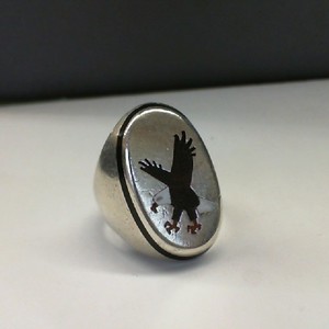 Silver 0.999% 19.50gms Eagle Landing Signed BB Ben Becenti Vintage Ring