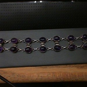 Double Chain Bracelet - Amethyst Cabs 