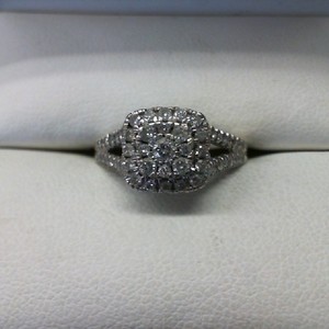  DIAMOND CLUSTER HALO SPLIT SHANK ENGAGEMENT RING