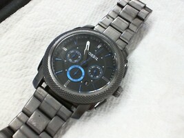 Fossil FS4931 Men's Machine Chronograph Gunmetal Stainless Steel Watch 44mm
