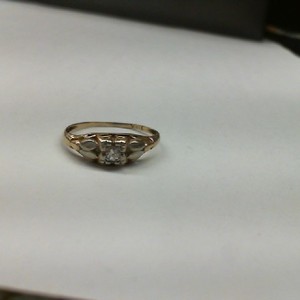 Very Old Vintage Yellow Gold 14kt 0.70gms Mine Cut Diamond Ring, Size 5