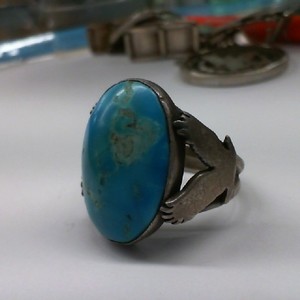  Silver 0.925% 14.20gms Ring Man's Sterling Silver and Chrysocolla Ring, Size 10