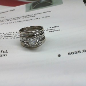 White Gold 18k/14kt 11gms 1.61ct TWC Diamond 3 Piece Wedding Set. Size 6.25. 