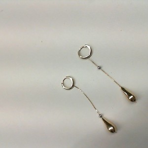  Two-Tone Gold 14kt 2.40gms Shiny Dangle Drop Hoop Earrings