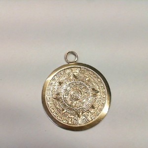  Yellow Gold 14kt 3.30gms Aztec Calendar Pendant