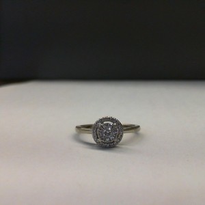  White Gold 10kt 1.50gms Round Face Pave Diamond Ring, Size 5.75