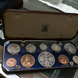 British Elizabeth II Coronation 10 Coin Proof Set 1953 in Original Case